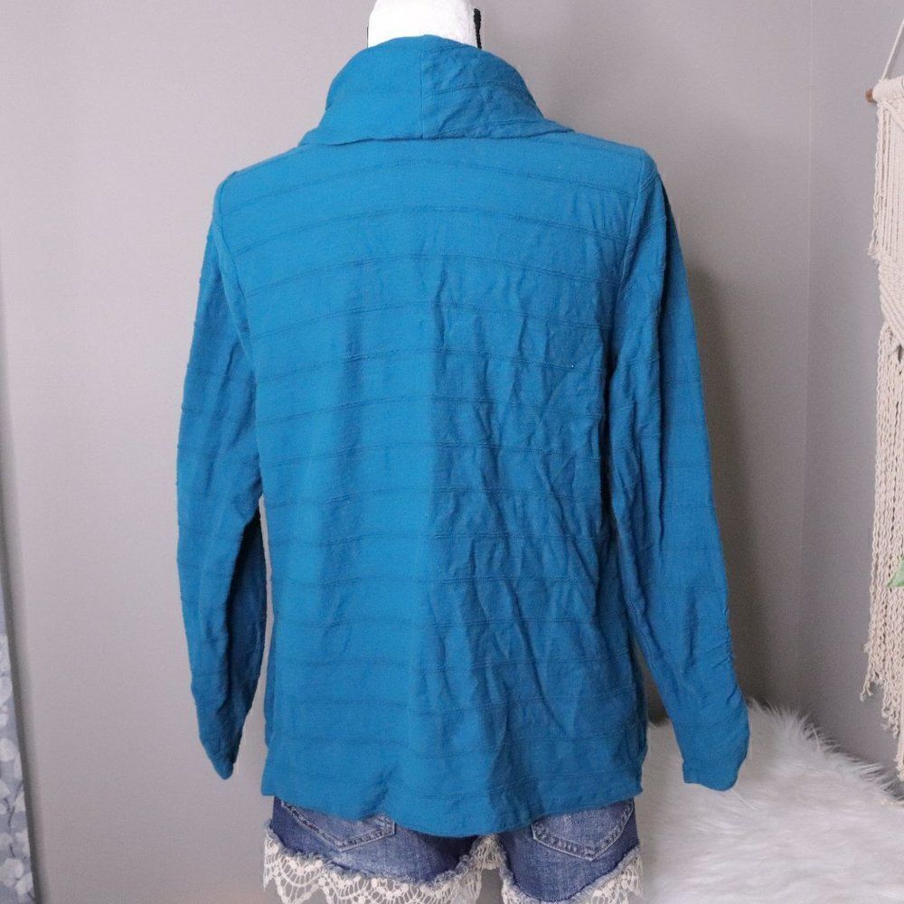 Habitat Womens S Teal Cowl Neck Tunic Top Asymmetrical Button Cotton - Picture 5 of 8